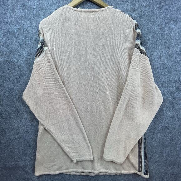 Vintage Arizona Jean Co Sweater Mens Large Tan Long Grandpa 90s Boho Earthy - Picture 3 of 6